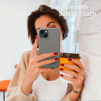 iPhone 13 Silikon Case Hülle Schutz Flüssig 6,1 Zoll Grau
