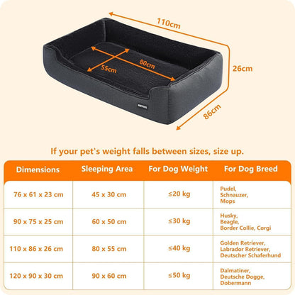 Hochwertiges Hundebett Hundekissen waschbar 110x86x26 cm