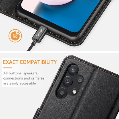 Handyhülle Samsung Galaxy A13 4G Premium Leder Tasche Schwarz