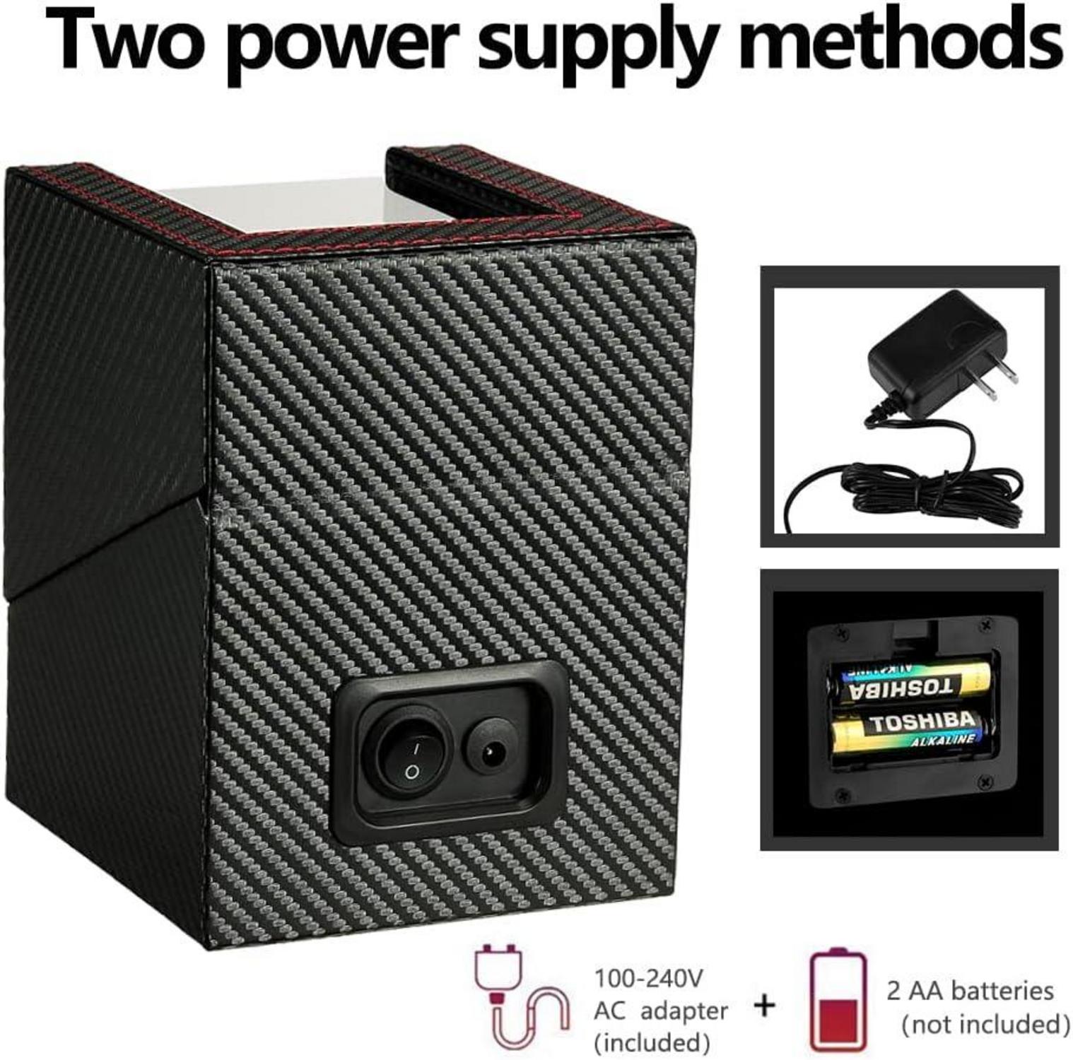 Automatischer Uhrenbeweger mit Mabuchi Motor und PU Leder - Batteriebetrieb und Netzteil - Luxuriöses Uhrengehäuse