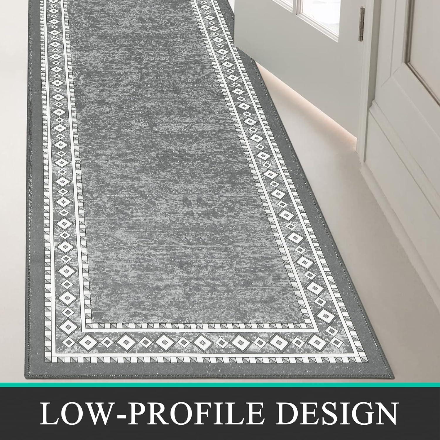 Enyhom Teppich Läufer 60x180cm Washable Gray Kitchen Runner Rug