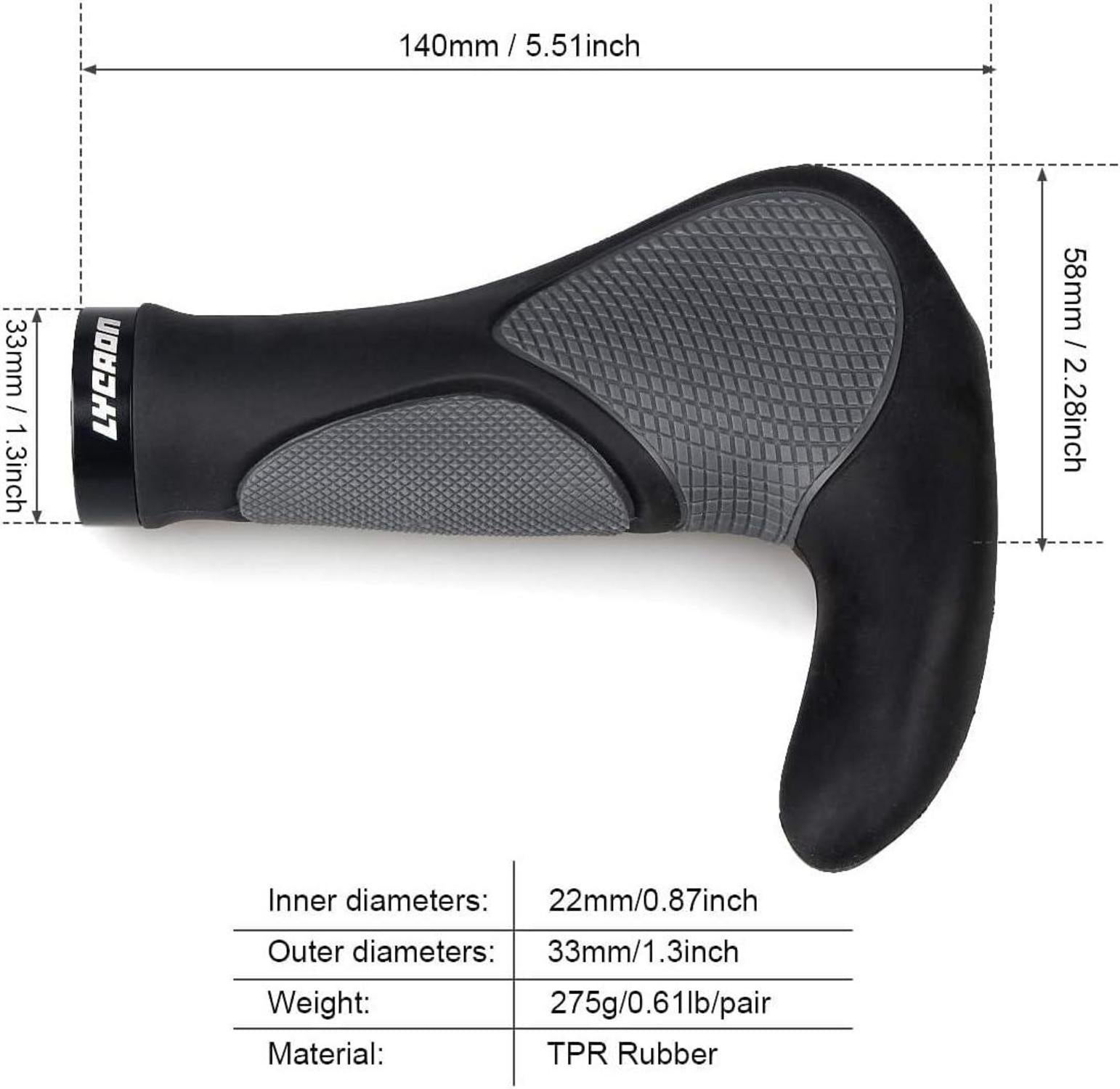 LYCAON Fahrrad Griffe Anti-Rutsch Ergonomisch MTB BMX Schwarz