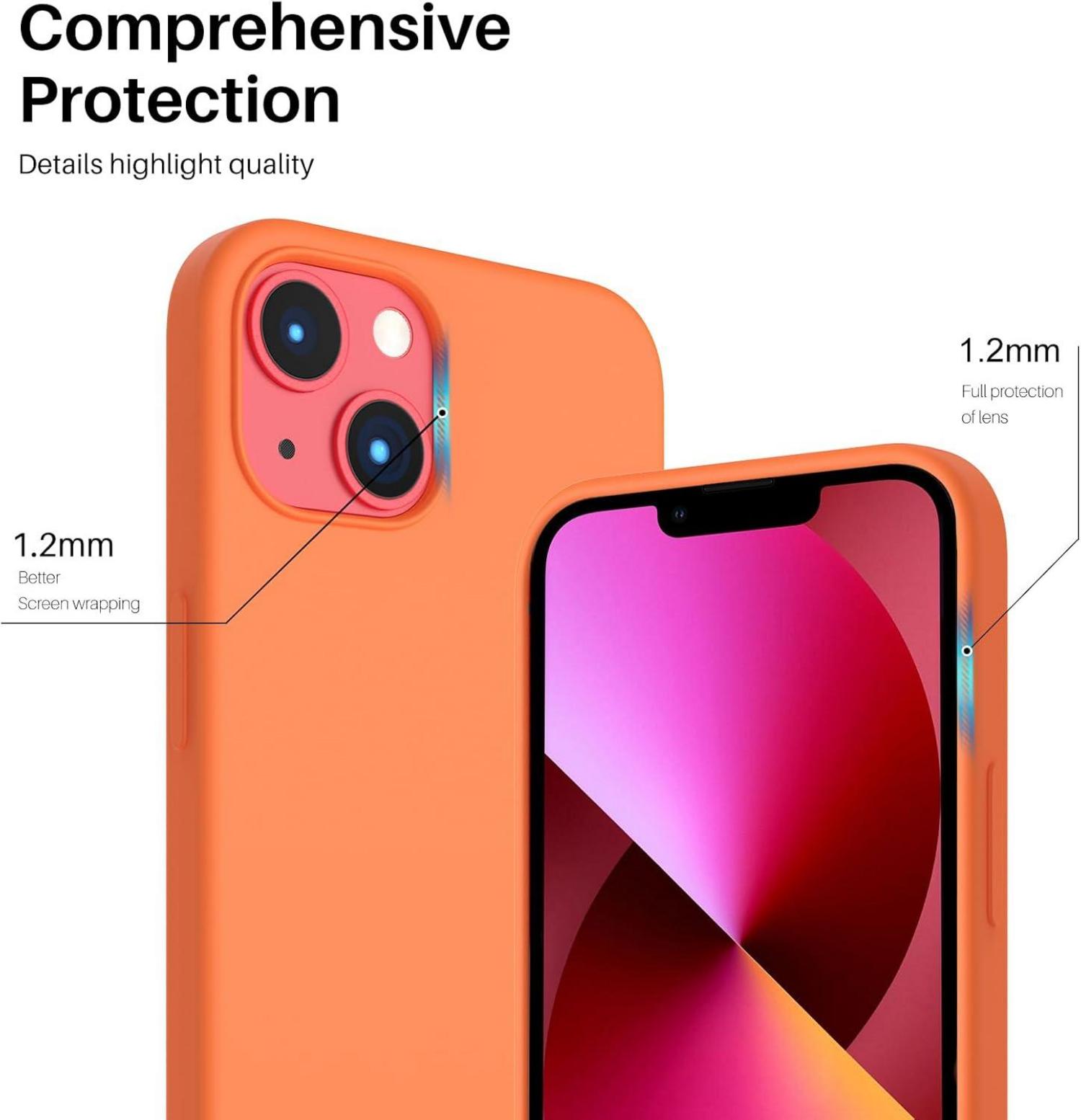 ORNARTO iPhone 13 6,1 Silikon Case Flüssig Silikon Hülle Orange