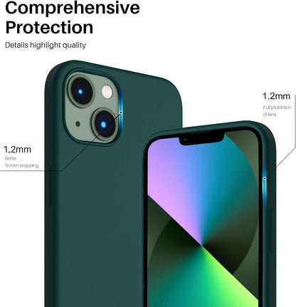 ORNARTO iPhone 13 6,1 Silikon Case Olivgrün Ultra Dünn Voll Schutz Flüssig Handyhülle