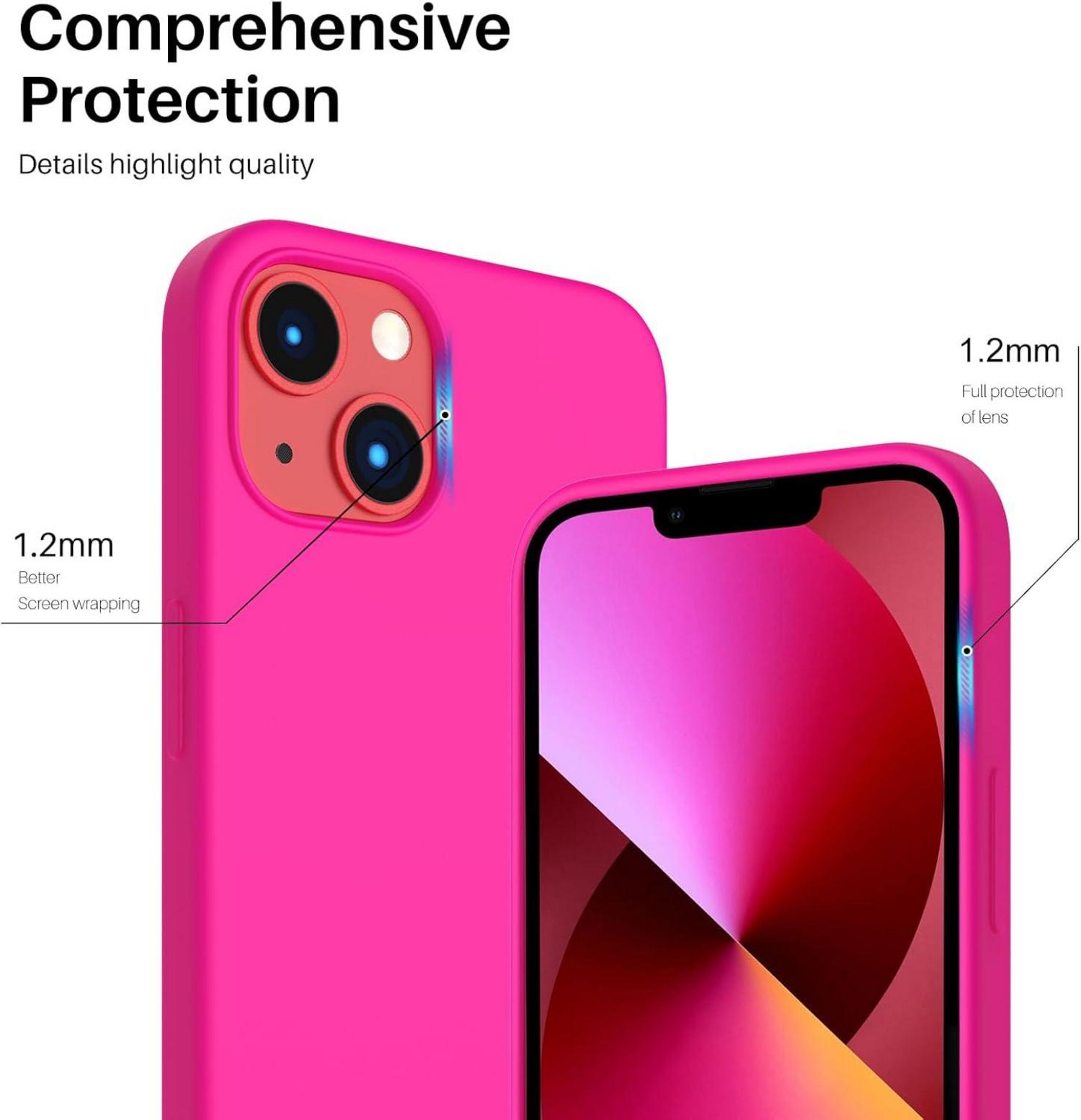 ORNARTO iPhone 13 6,1 Silikon Case Voller Schutz Flüssig Handyhülle, 6,1 Zoll Rosenrot