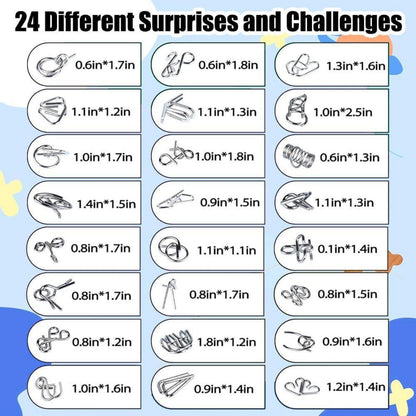 OBEST Adventskalender für Kinder 24 Draht-Puzzleteile