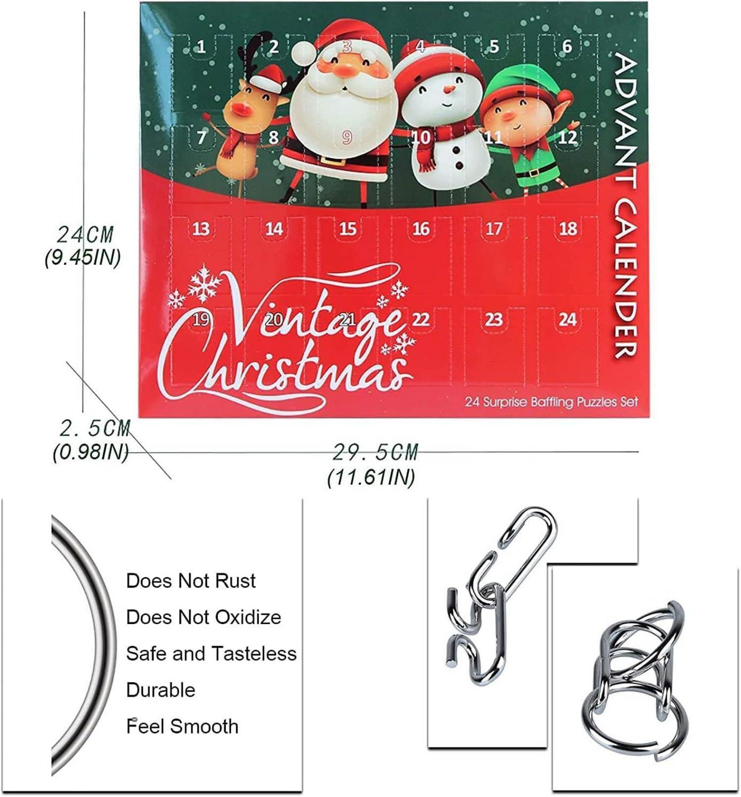 Adventskalender für Kinder 24 Draht-Puzzleteile Countdown Lernspielzeug