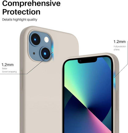ORNARTO iPhone 13 6,1 Silikon Case Hülle Grau Flüssig Silikon Vollschutz