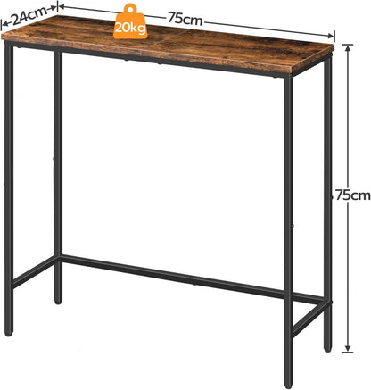 Schmaler Konsolentisch Beistelltisch Flurtisch Dunkelbraun-Schwarz