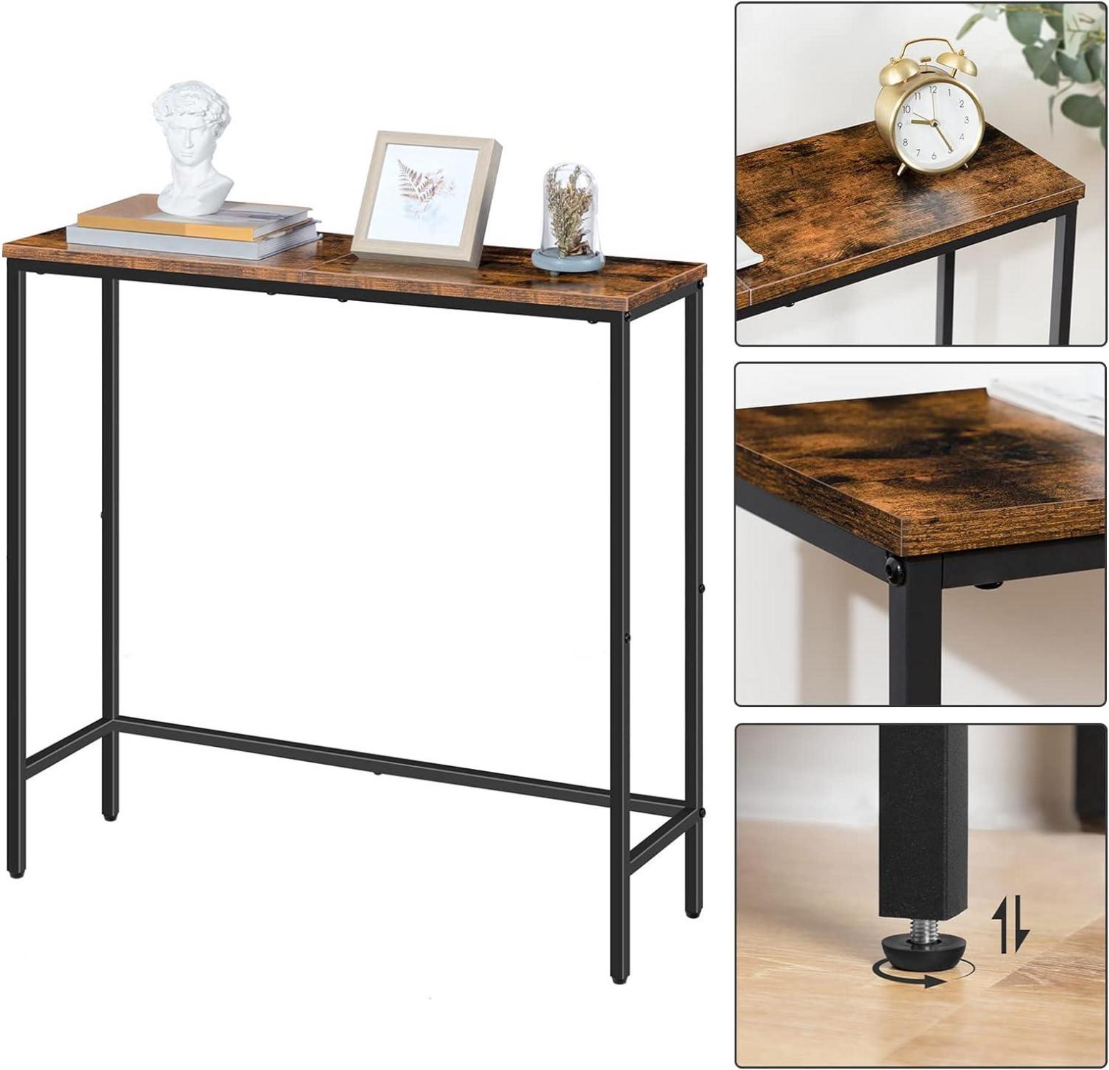 Schmaler Konsolentisch 75cm Beistelltisch Flurtisch Dunkelbraun Schwarz