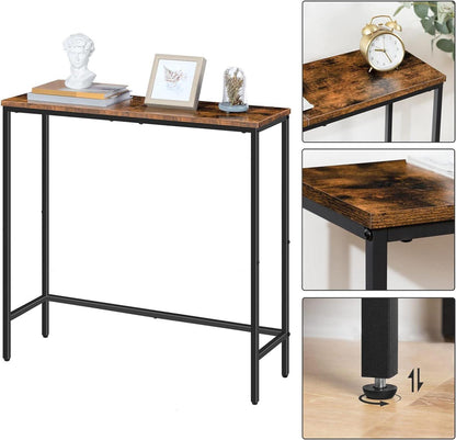 Schmaler Konsolentisch 75cm Beistelltisch Flurtisch Dunkelbraun Schwarz