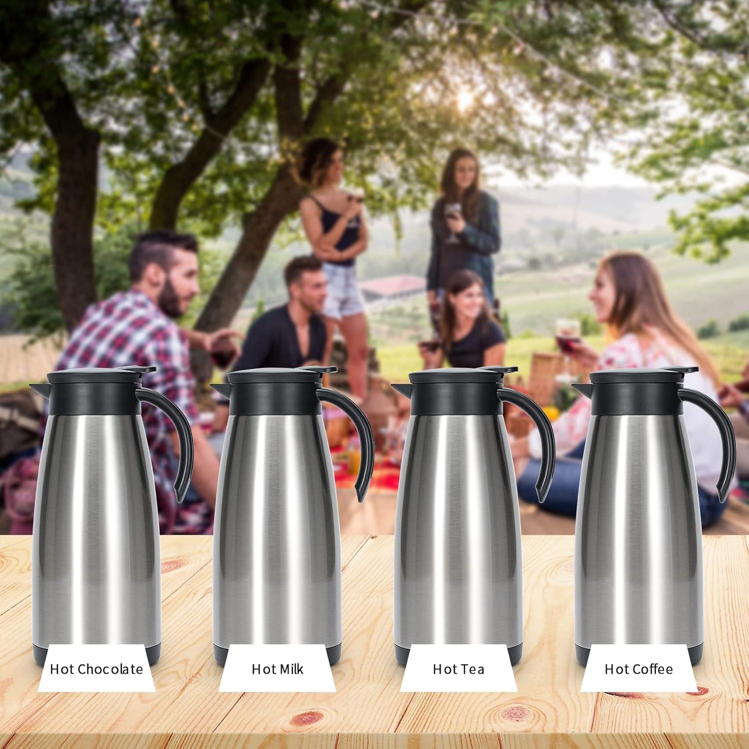 Edelstahl Thermoskanne 1,5L doppelwandig Vakuum Kaffeekanne Teekanne