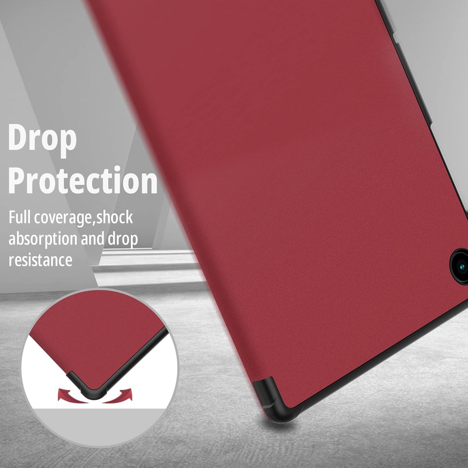 Hülle Samsung Galaxy Tab A8 2022/2021 PU Leder Rotwein Schutzhülle