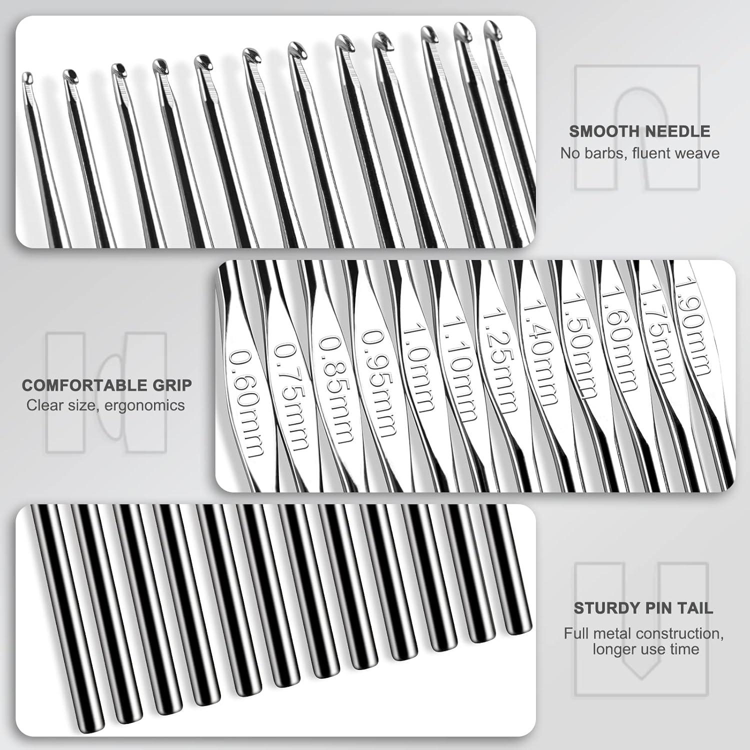 Coopay Kleine Häkelnadel Set 12 Stück Größe 0,6-1,9 mm