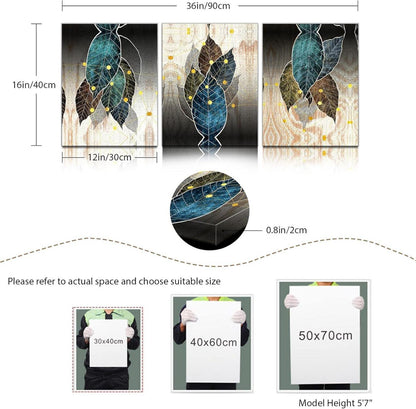 Leinwand Bilder Café Bibliothek bunte Blätter Wohnzimmer Gemälde 30x40cm 3er Set