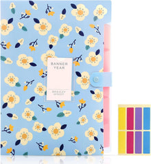 Dokumentenmappe A4 mit 5 Fächern PP Floral Akkordeon Organizer Blau