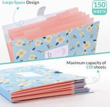 Dokumentenmappe Ordner A4 5 Fächer PP Floral Akkordeon Blau