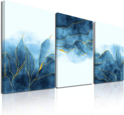 Abstraktes Blattgold Wandkunst Leinwand 3-teilig