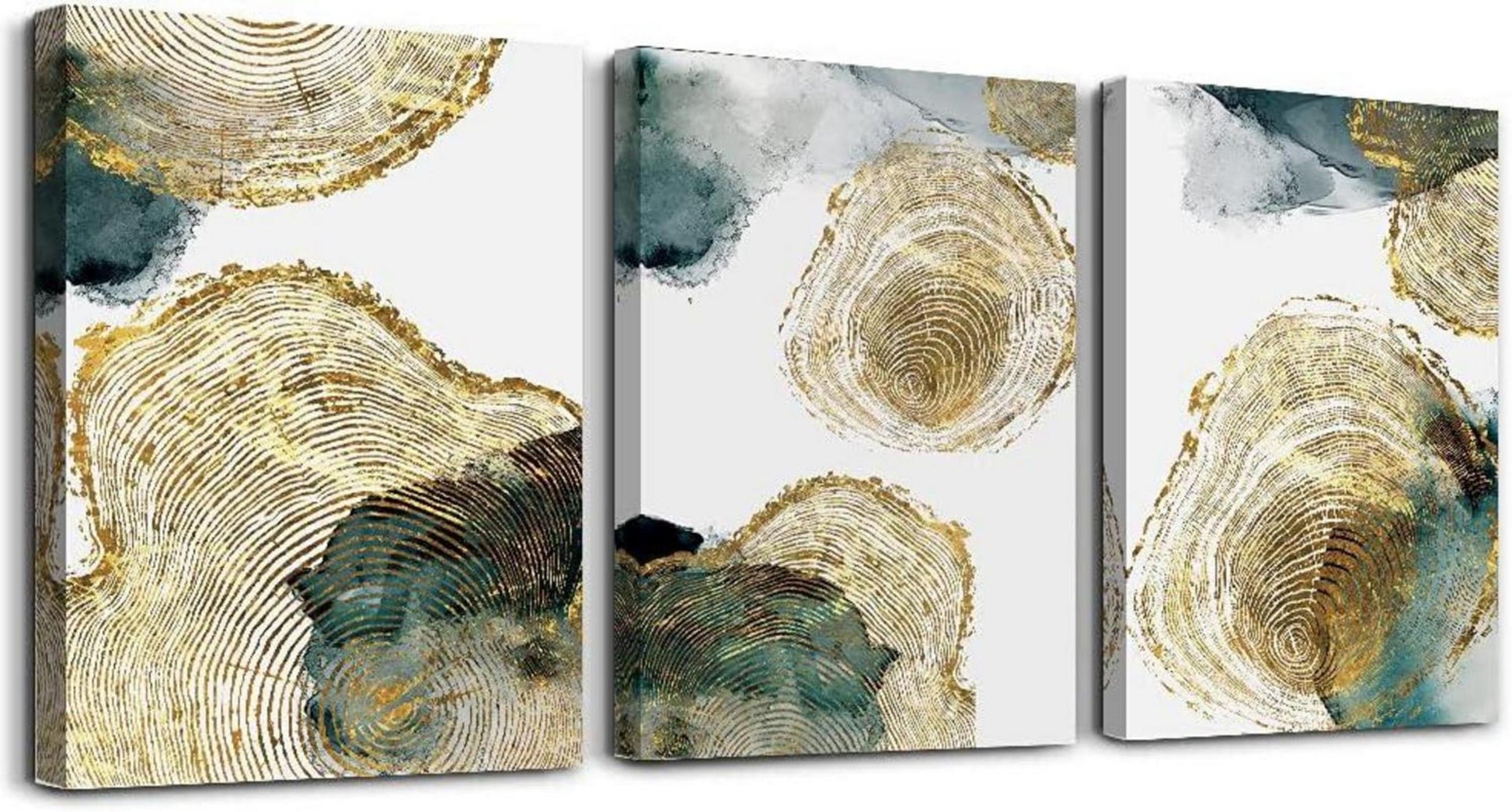 Abstrakte Goldener Jahresring Leinwandbilder 3-Teilig 30x40cm Moderne