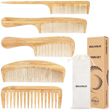 Haarkamm-Set Bambus Styling Fein Breit Antistatisch