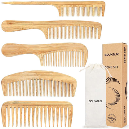 Haarkamm-Set Bambus Styling Fein Breit Antistatisch