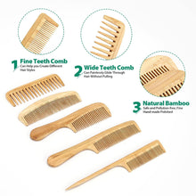 Haarkamm-Set Bambus Breiter&Feiner Zahn Styling-Kamm