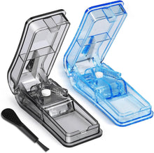 Tablettenteiler für Tabletten 2 Stück Pillenteiler Blau Schwarz