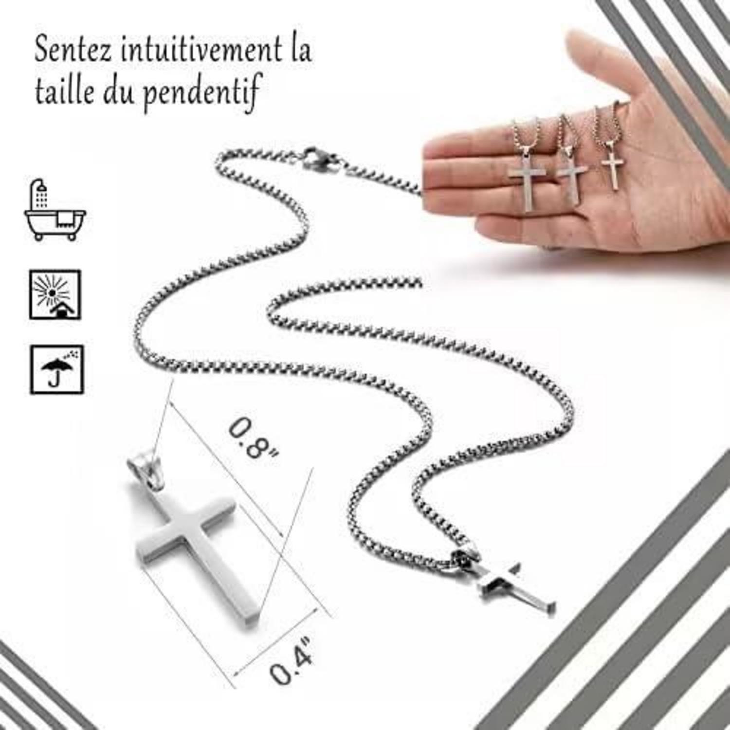 Herren Gold Kreuzkette Edelstahl Anhänger Christentum Schmuck 18/20/22/24 Zoll
