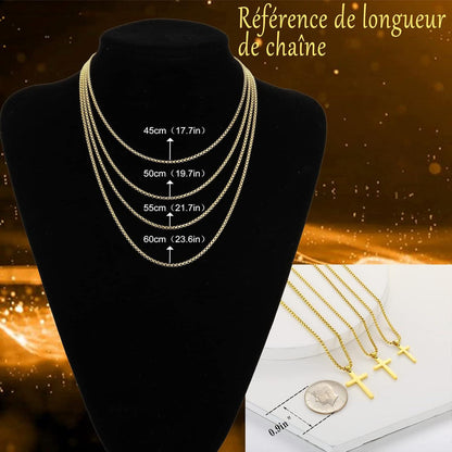 Herren Kreuzkette Gold Silber Edelstahl Kette Anhänger 18/20/22/24 Zoll
