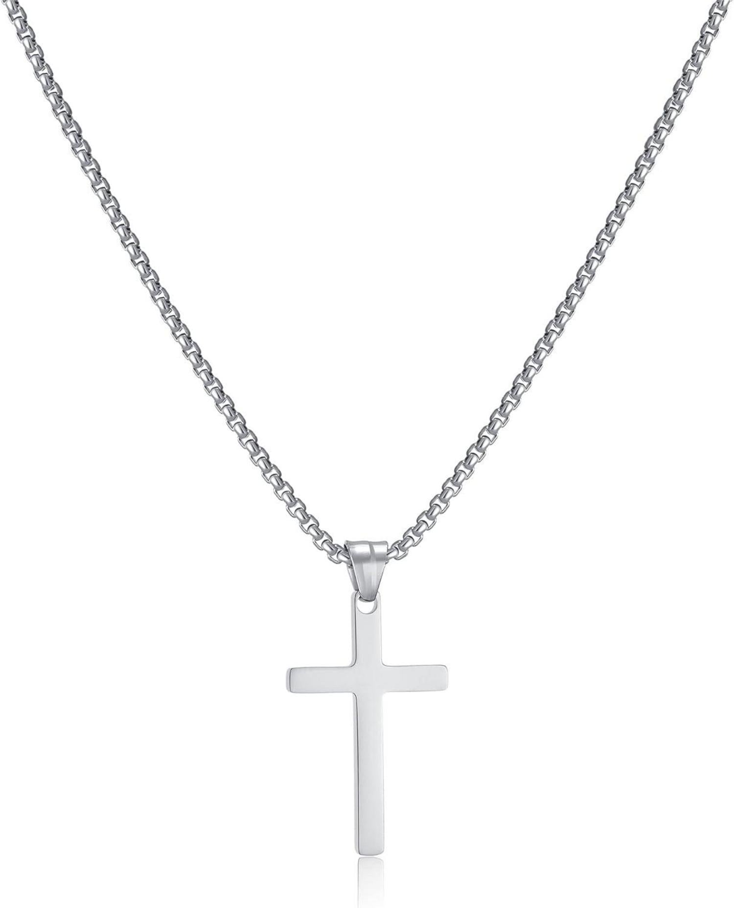 Kreuzkette Herren Edelstahl Anhänger Christentum Schmuck 18/20/22/24
