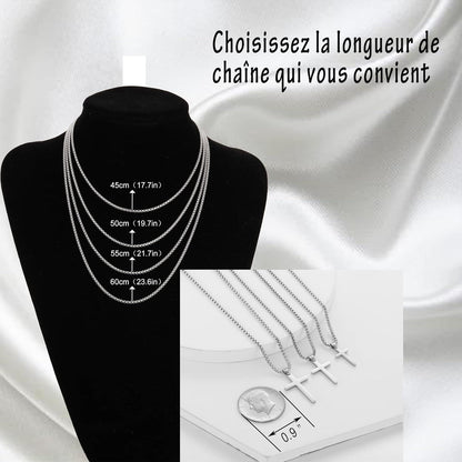 Herren Kreuzkette Edelstahl Anhänger Christentum Schmuck Silber 18-24 Zoll