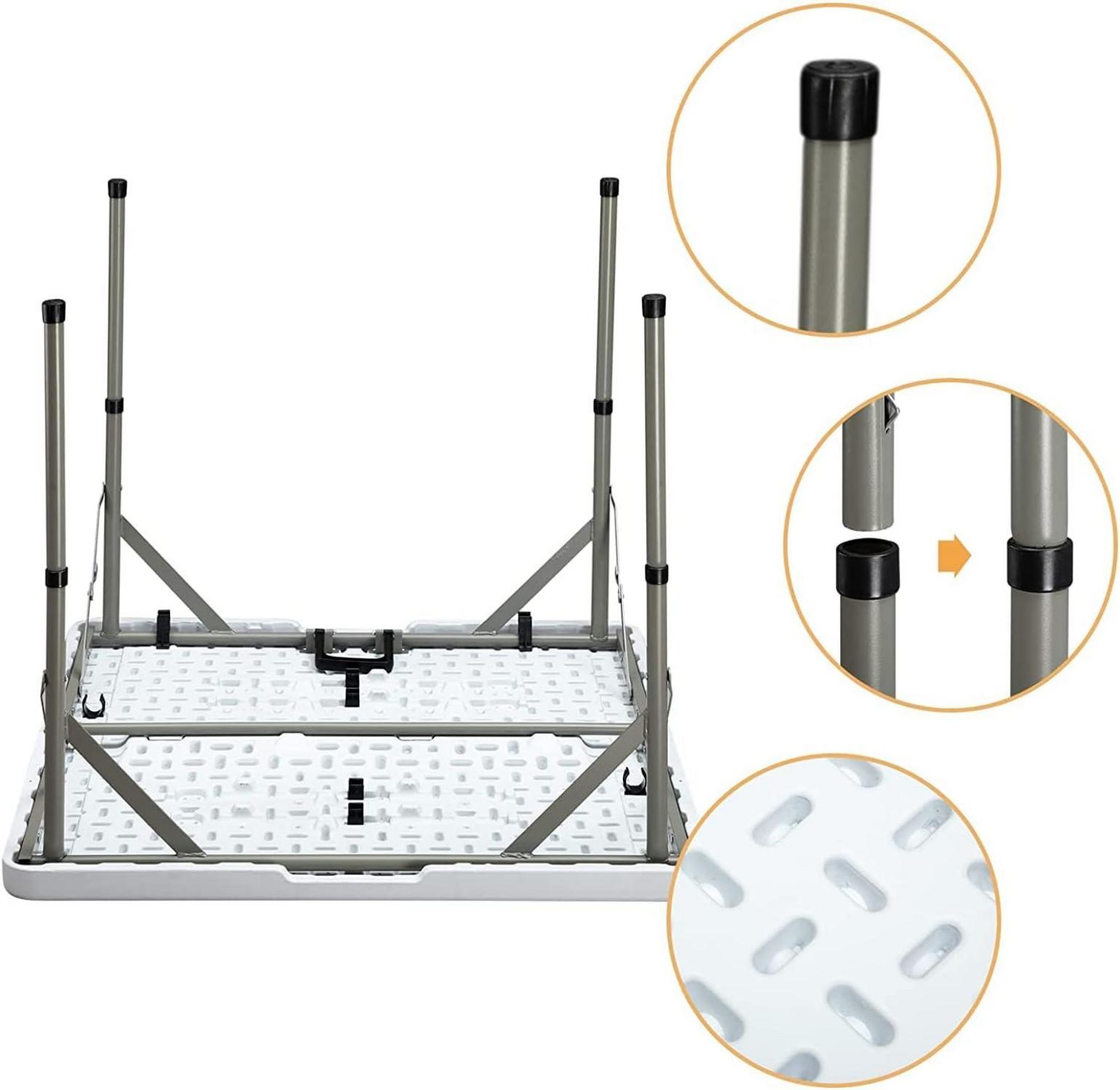 Klapptisch 87cm Camping Küche Gartentisch faltbar tragbar weiß BBQ