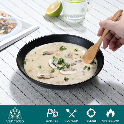 vancasso MODA Suppenteller Set 4-teilig Steingut Grau 800ml