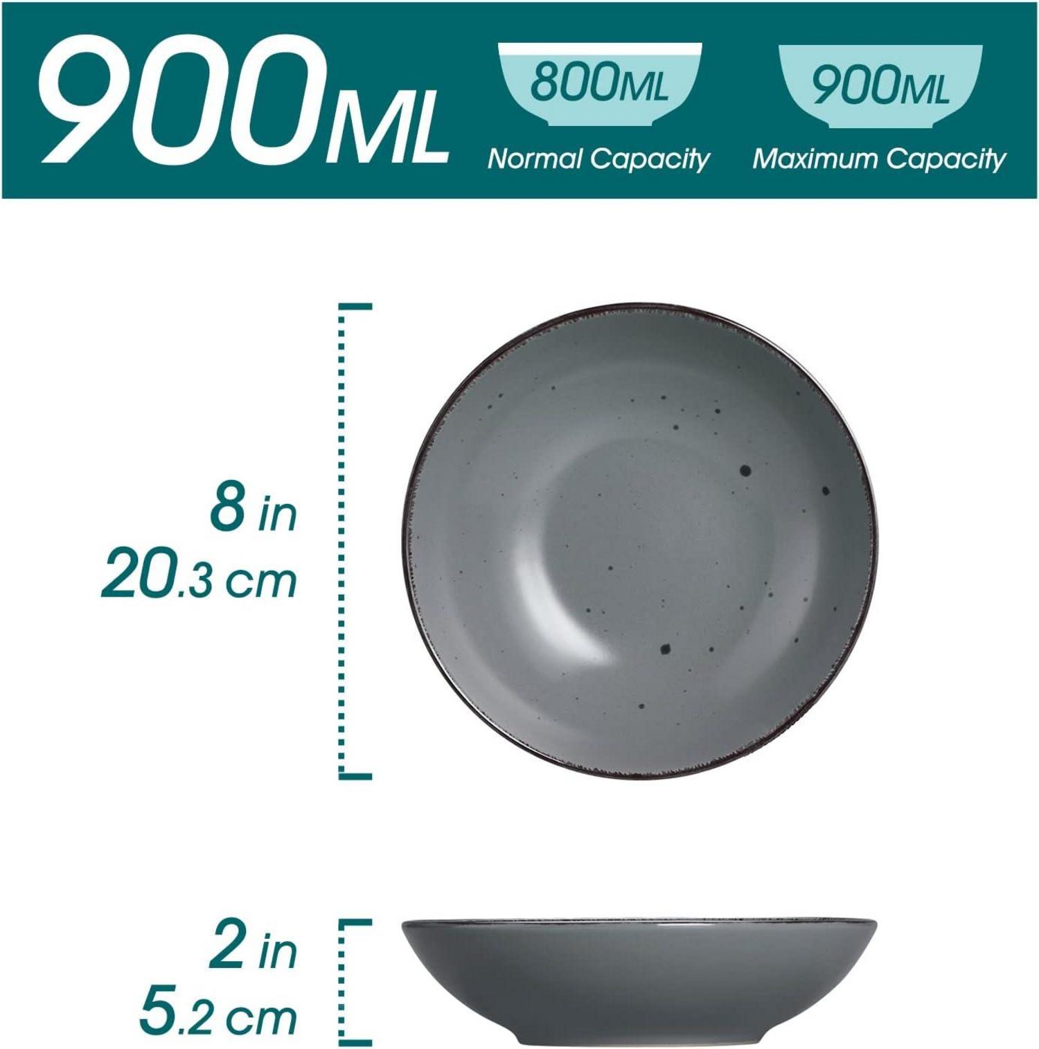 vancasso MODA Suppenteller Set 4-teilig Steingut Grau 800ml