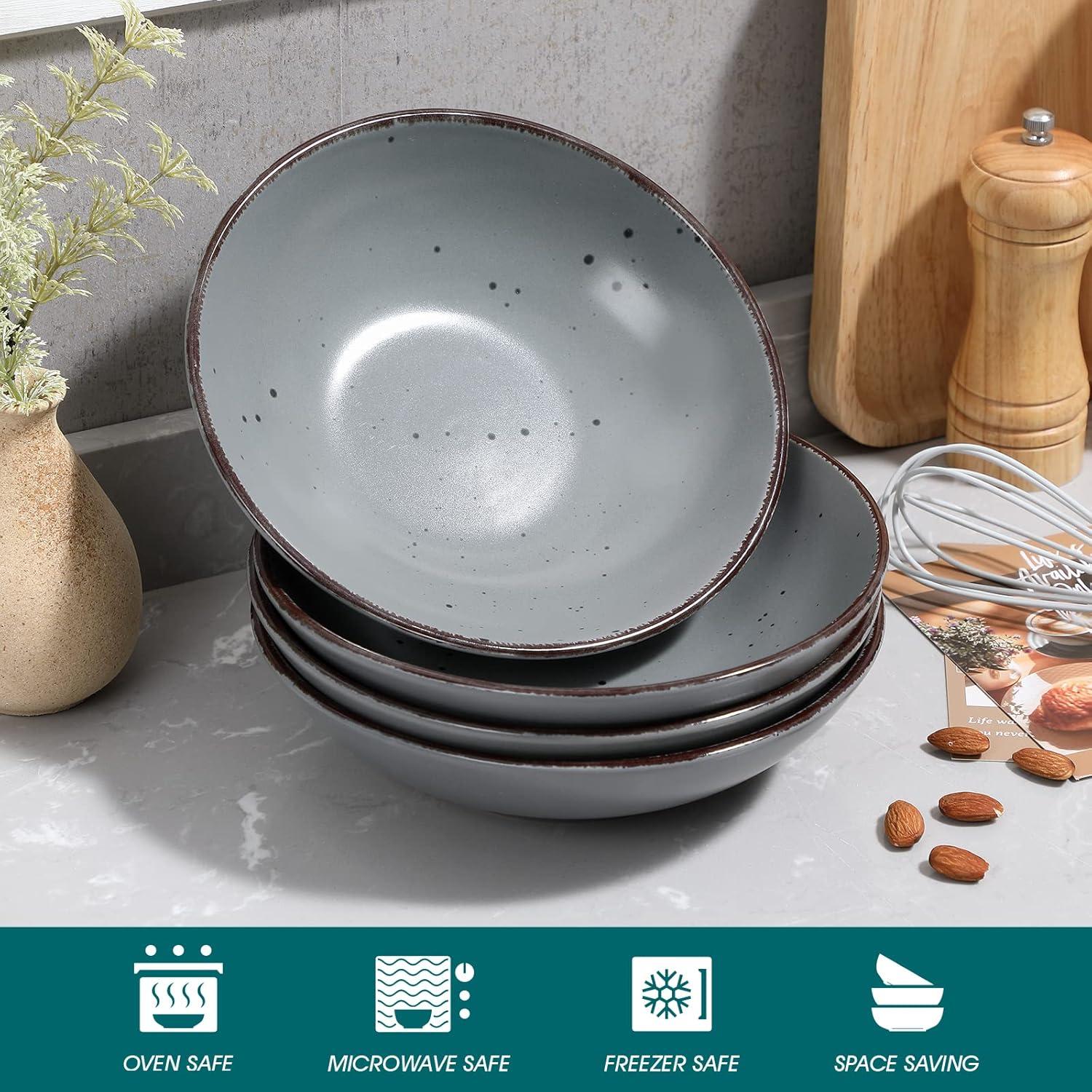 vancasso Suppenteller Set MODA Steingut 4-teilig 800ml Grau