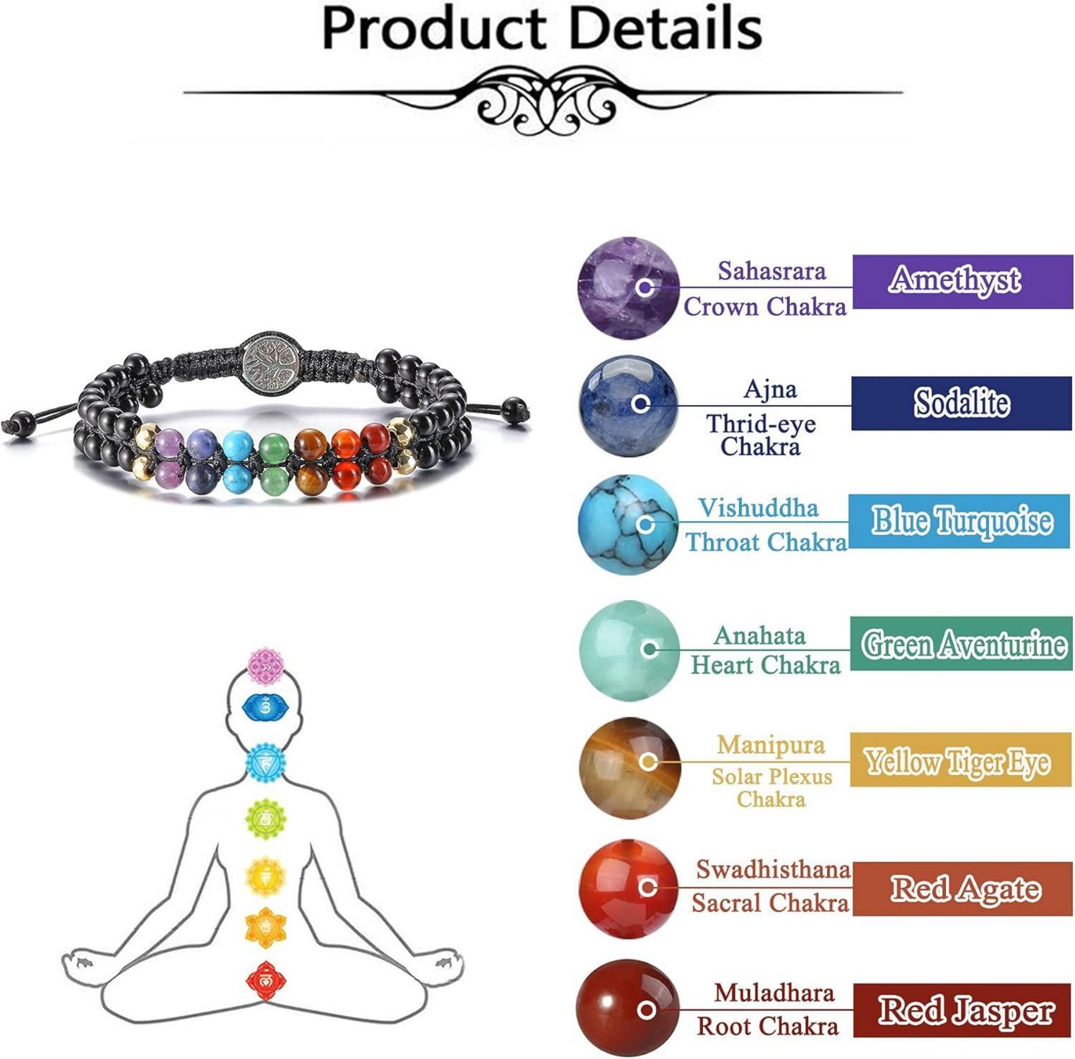 7 Chakra Armband mit Lebensbaum und Edelsteinen