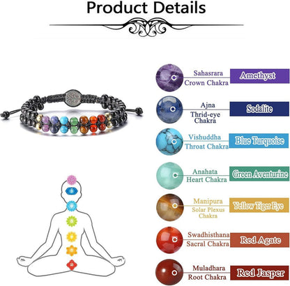 7 Chakra Armband mit Lebensbaum und Edelsteinen