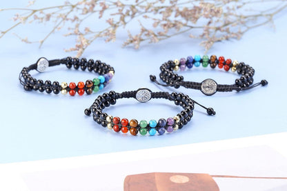 Chakra Armband lebensbaum Edelstein Perlenarmband Yoga Doppelschicht