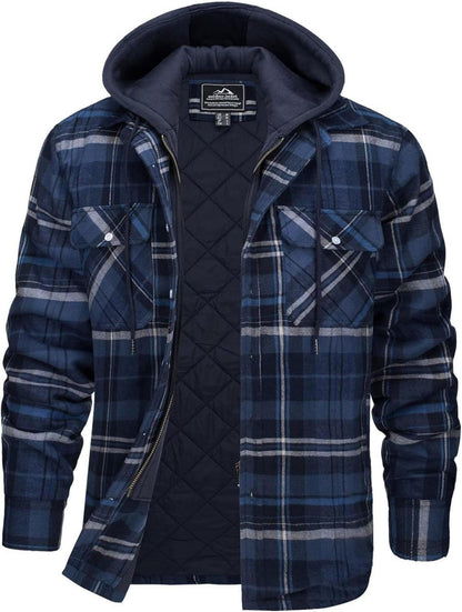 Karierte Hemdjacke Wattiert Abnehmbare Kapuze Atmungsaktiv