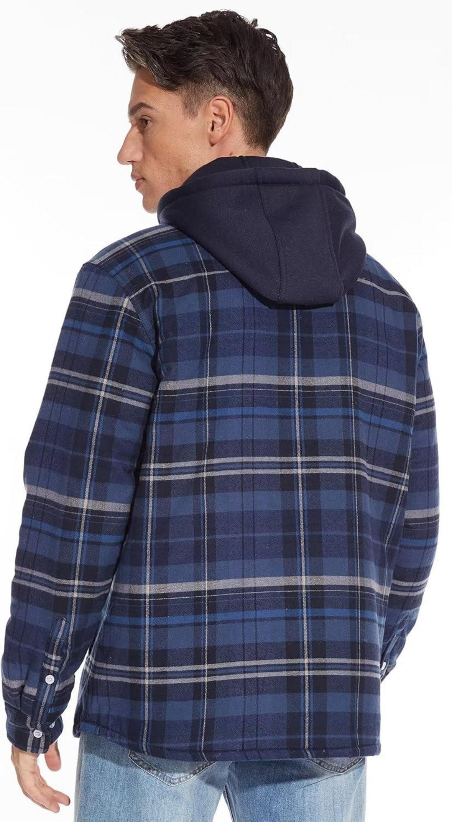 Karierte Hemdjacke Wattiert Abnehmbare Kapuze Atmungsaktiv