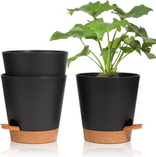 Selbstbewässernder Kunststoff-Blumentopf 3er-Set Rund Schwarz