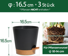 T4U 16,5cm Kunststoff Selbstbewässerung Blumentopf 3er-Set