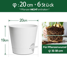 T4U Kunststoff Blumentopf 6er-Set Bewässerungssystem 20cm