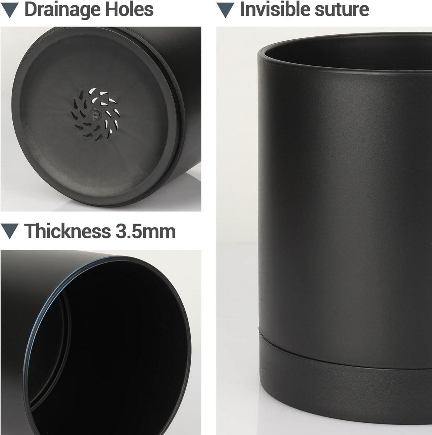 T4U Kunststoff Blumentöpfe 10-17,5cm 4er-Set Schwarz