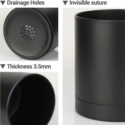 T4U Kunststoff Blumentöpfe 10-17,5cm 4er-Set Schwarz