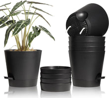 Blumentopf mit Bewässerungssystem 20cm 6er-Set Schwarz