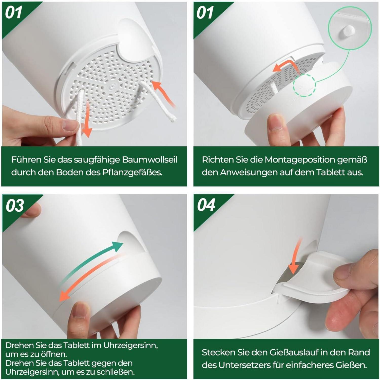 Selbstbewässernder Kunststoff Blumentopf 16,5cm - 6er-Set