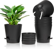 T4U 16,5cm Selbstbewässerung Blumentopf 6er-Set Schwarz