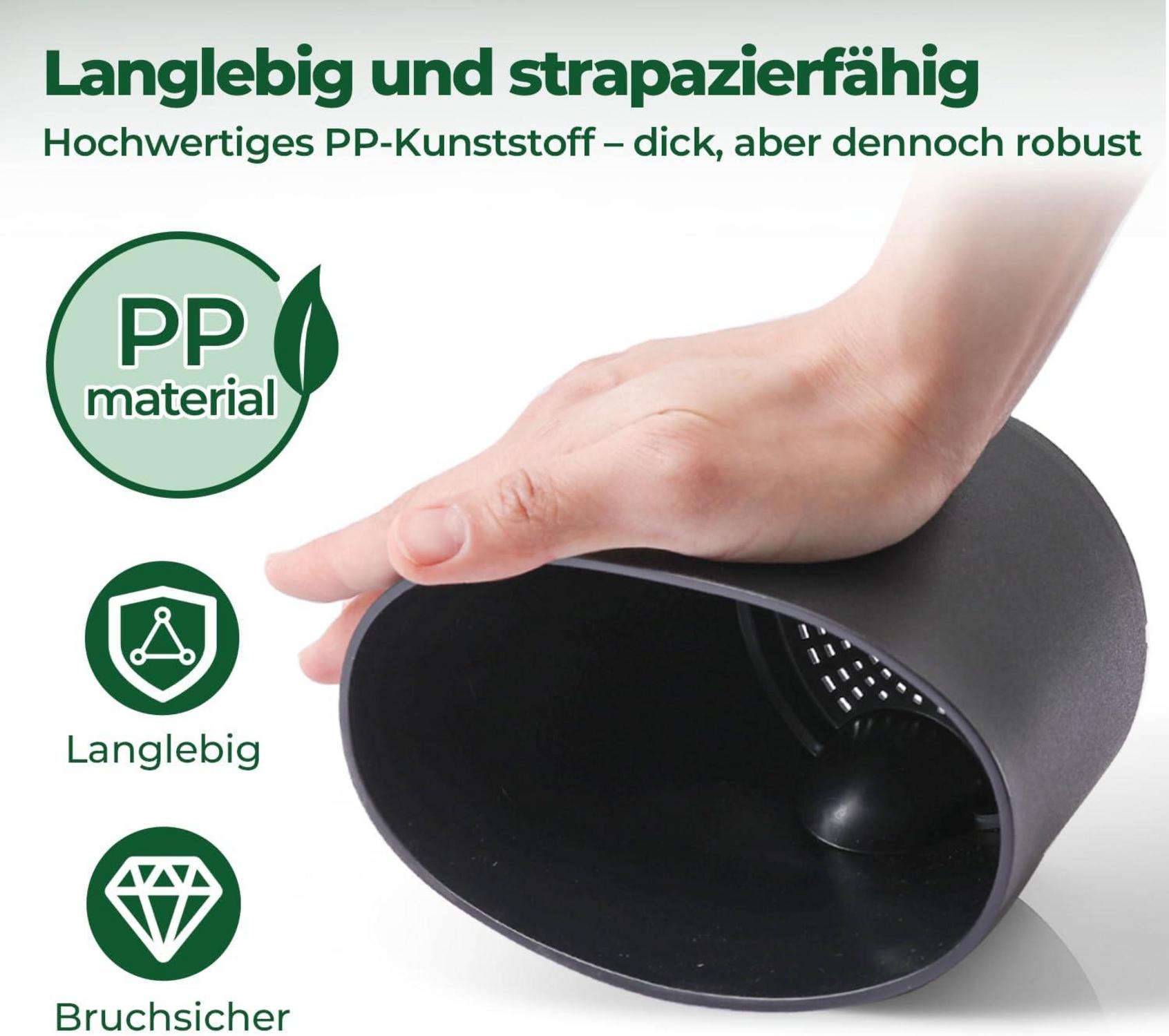 Selbstbewässernder Blumentopf 16,5cm 6er-Set Schwarz für Pflanzen Sukkulenten
