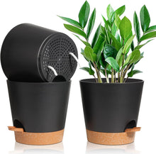 Selbstbewässernder Blumentopf 20cm 3er-Set Schwarz mit Untersetzer